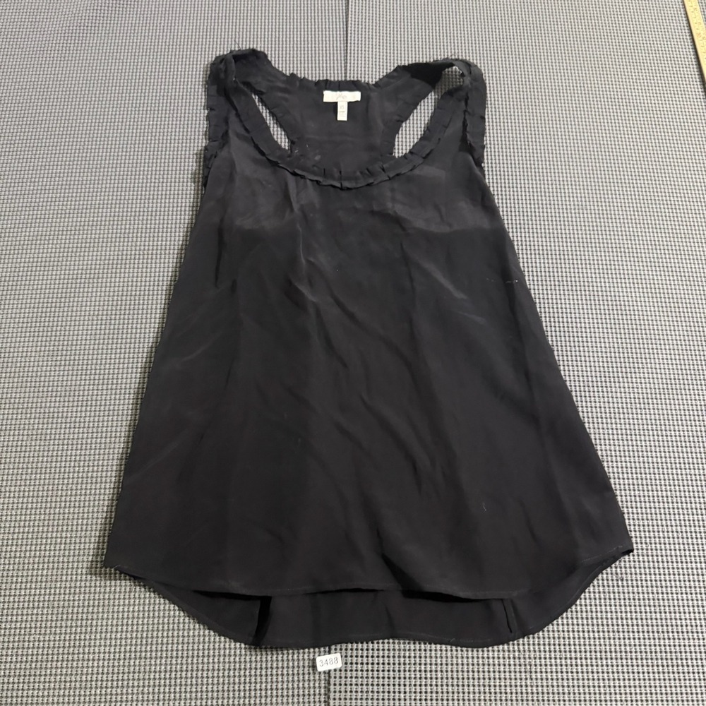 Joie Womens Black Ruffle Trim Racerback Tank Top Size XS